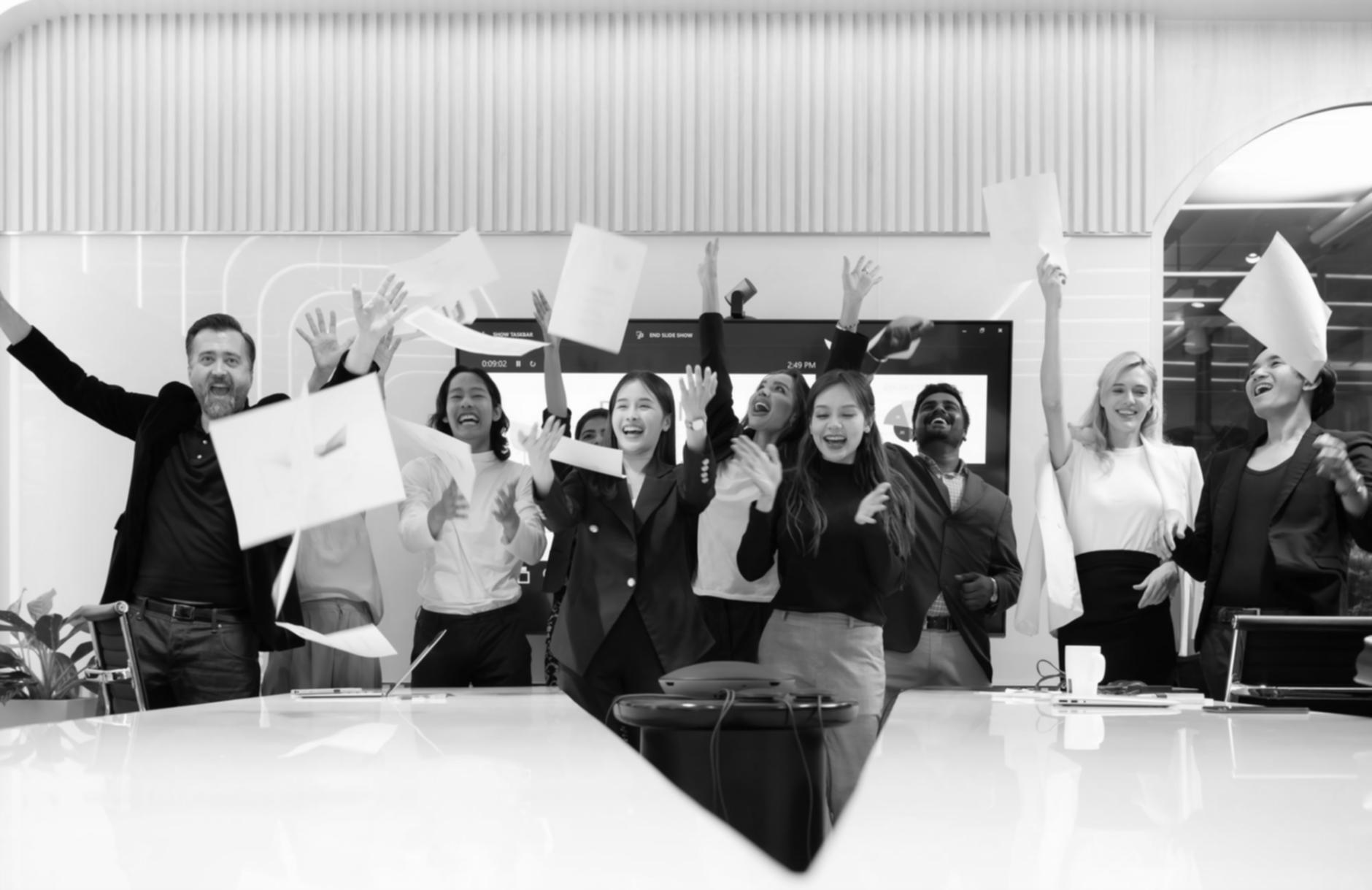 Banking professionals collaborating in modern office environment